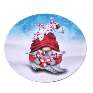 Karácsonyi manó nyalókával festett fatábla 13 cm, karácsonyi fatábla, manós fatábla, manódísz