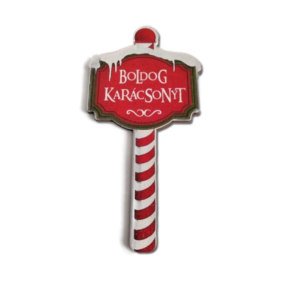 boldog-karacsonyt-megallito-festett-fatabla-12-x-6-cm-dobosdoboz Boldog karácsonyt feliratú megállító festett fatábla, 12 x 6 cm, 1 db, karácsonyi dekoerlem, karácsonyi falu dekor, útjelző tábla