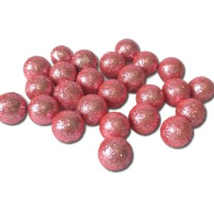 Rózsaszín csillámos polifoam golyó – kb. 1,5-1,8 cm, 25 db