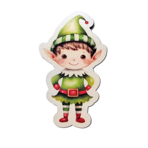 zold-ruhas-manofiu-formara-vagott-festett-fatabla Zöld ruhás manófiú formára vágott festett fatábla – 9 x 5 cm, 1 db, elf, karácsonyi manó, mikulás manója