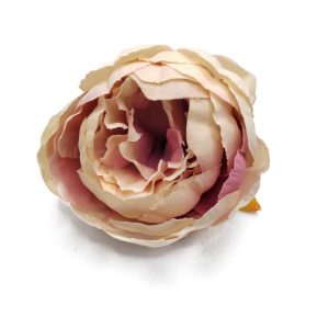 Dús selyem nagyméretű virágfej (bazsarózsa) ekrü-rózsaszín 1 db kb. 9 cm