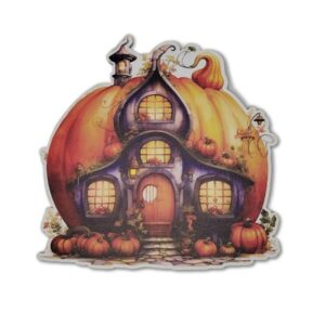 Tökházikó – kék tetővel festett fatábla, 12,5 x 12,5 cm, 1 db, őszi fatábla, dekorelem, dekorkellék, őszi dekorelem, őszi dekorkellék, alapanyag