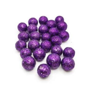 Lila csillámos polifoam golyó – kb. 1 cm, 25 db