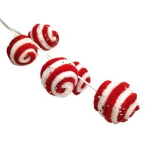 Zsenília gömb nyalóka glitterrel – 1 db, karácsonyi dekorelem, karácsonyi dekorkellék, karácsonyi díszítő