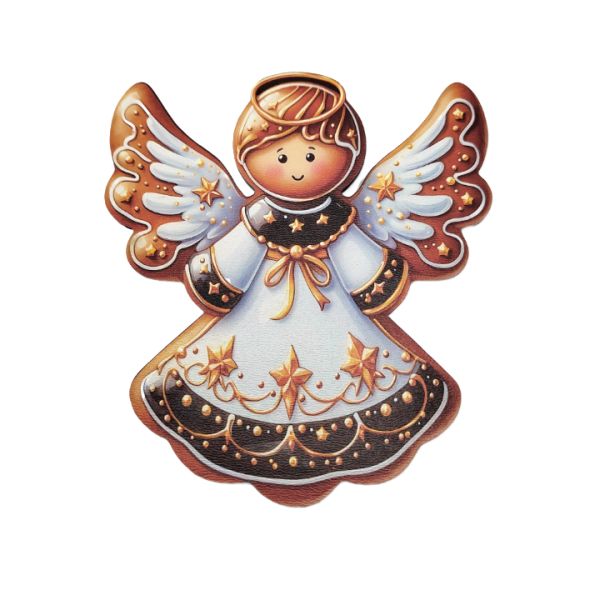 mezeskalacs-angyalka-formara-vagott-festett-fatabla-13,5-x-12-cm-dobosdoboz Mézeskalács angyalka formára vágott festett fatábla – 13,5 x 12 cm, 1 db, karácsonyi fatábla
