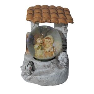Hógömb betlehemi jelenet cseréptetős – kerámia, 1 db