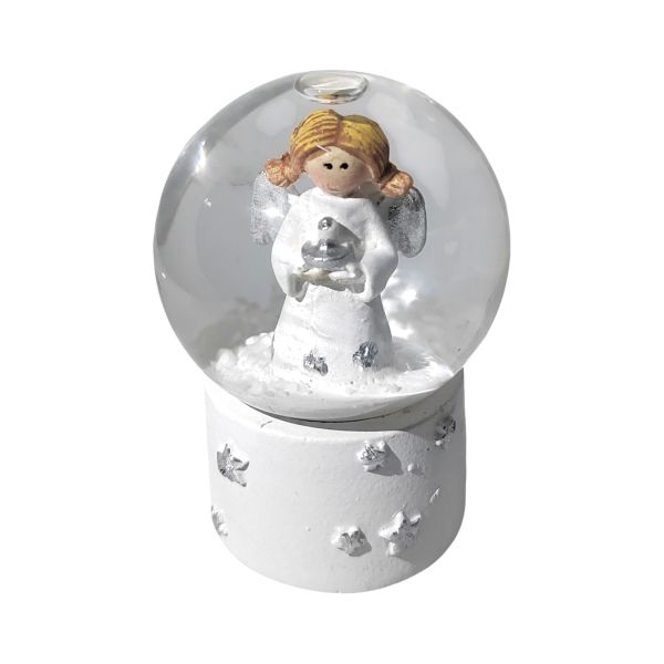 hogomb-ezust-feher-angyalka-dobosdoboz Hógömb ezüst-fehér angyalka – kerámia, 1 db