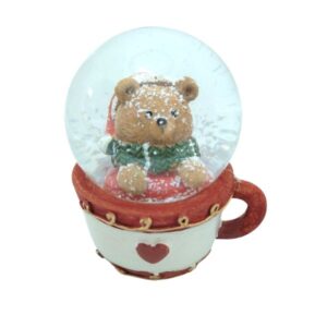 Hógömb maci bögrében – kerámia, 1 db