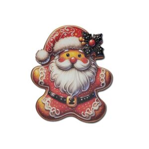 Mézeskalács mikulásos formára vágott festett fatábla – 12 x 10 cm, 1 db